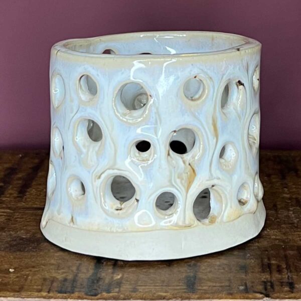 ceramic tea light with holes