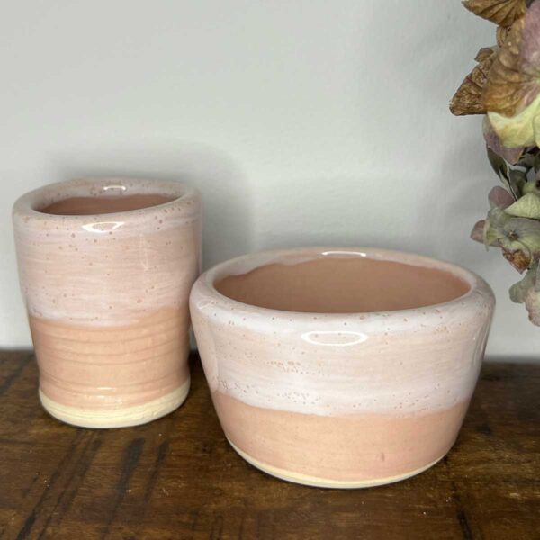 small pink bowl bud vase