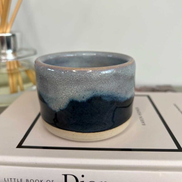 small blue shoreline glazed ceramic pot