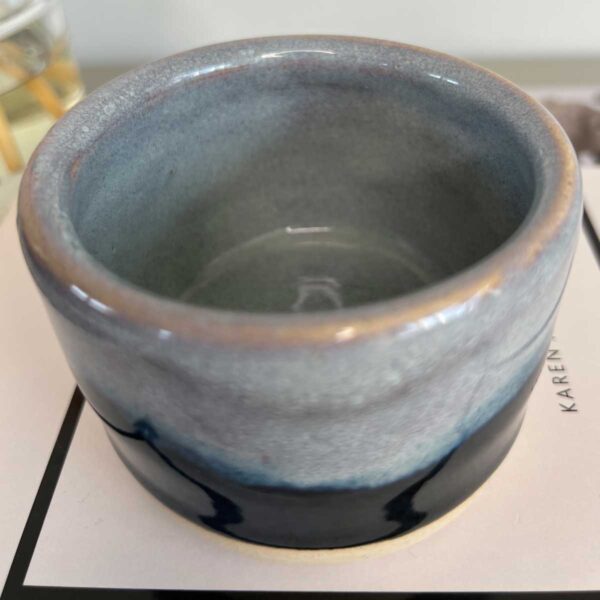 small blue shoreline glazed ceramic pot