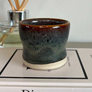 small ceramic pot blue copper tones