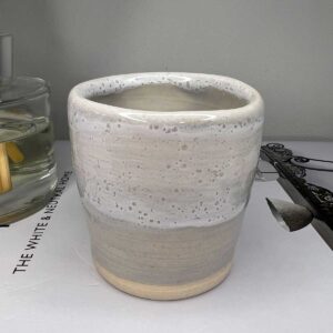 small grey ceramic pot