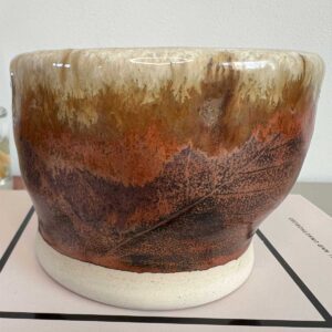 warm copper glazed pot medium sized bulbous side