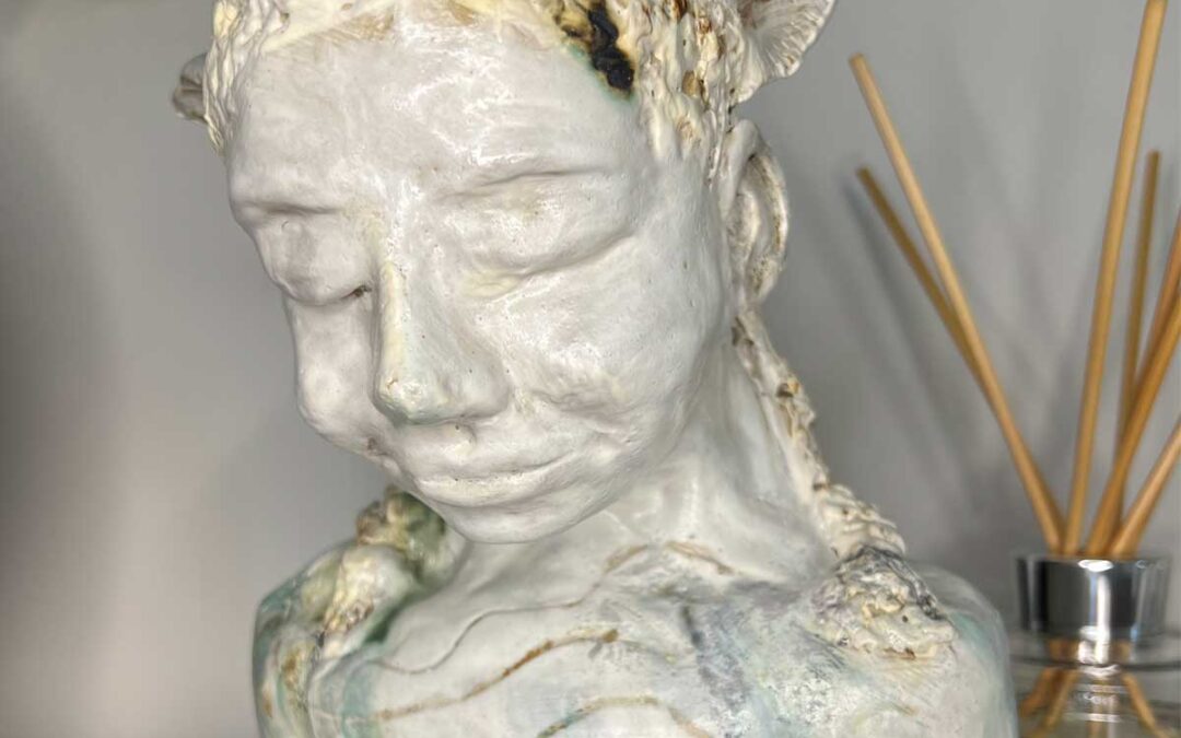 Ceramic Lamb Human Sculpture Bust – Innocence of Spring