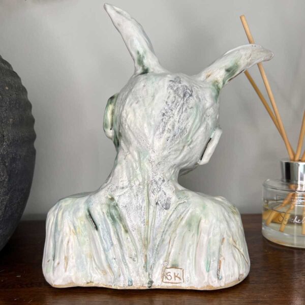 spring ceramic figure rabbit human springs wisdom reverse side