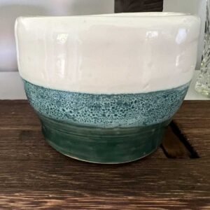 ceramic green white pot