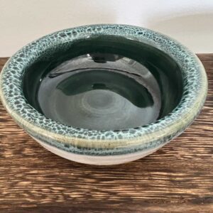 small ceramic green white pot