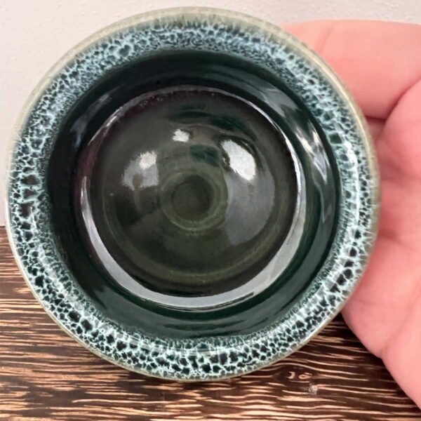 small ceramic green white pot