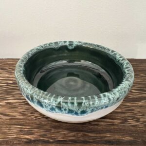 small ceramic green white pot