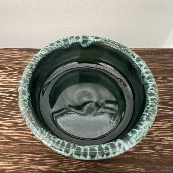 small ceramic green white pot