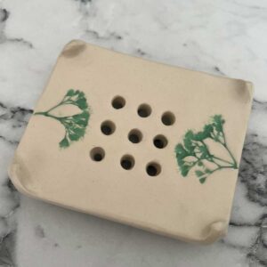 spring green soap dish