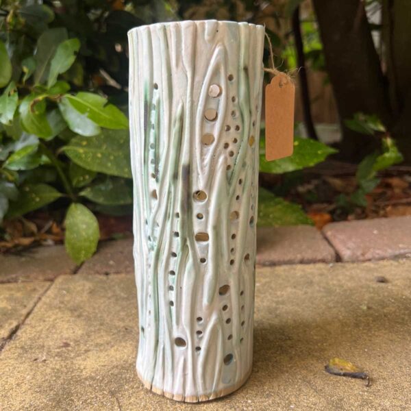 ceramic lantern tree bark design 21cm