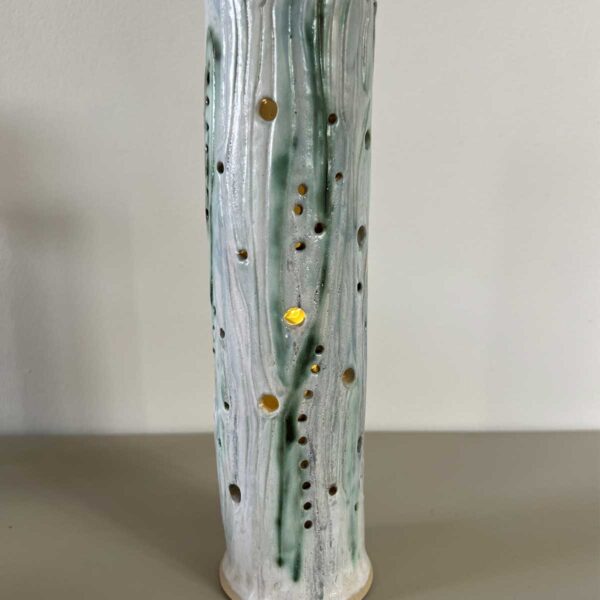ceramic lantern tree bark design 23cm