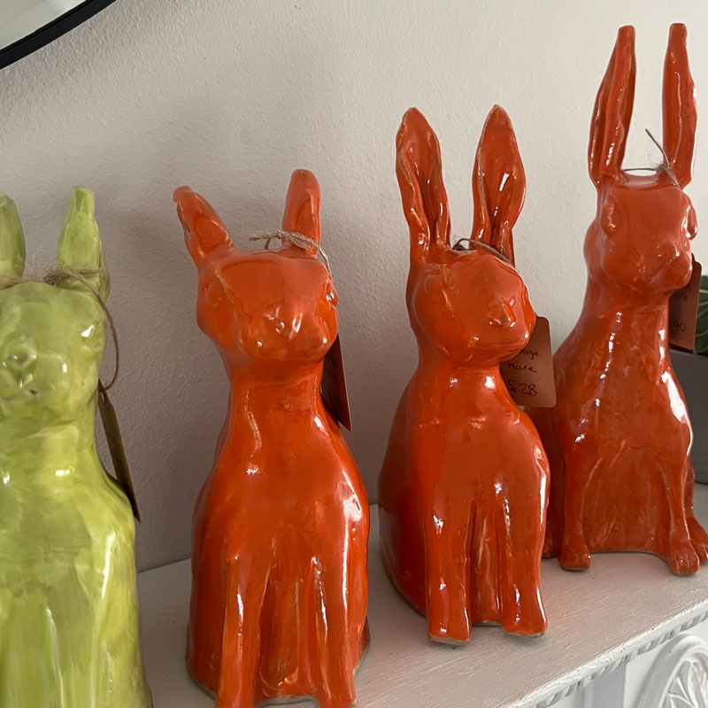 vibrant hare sculptures